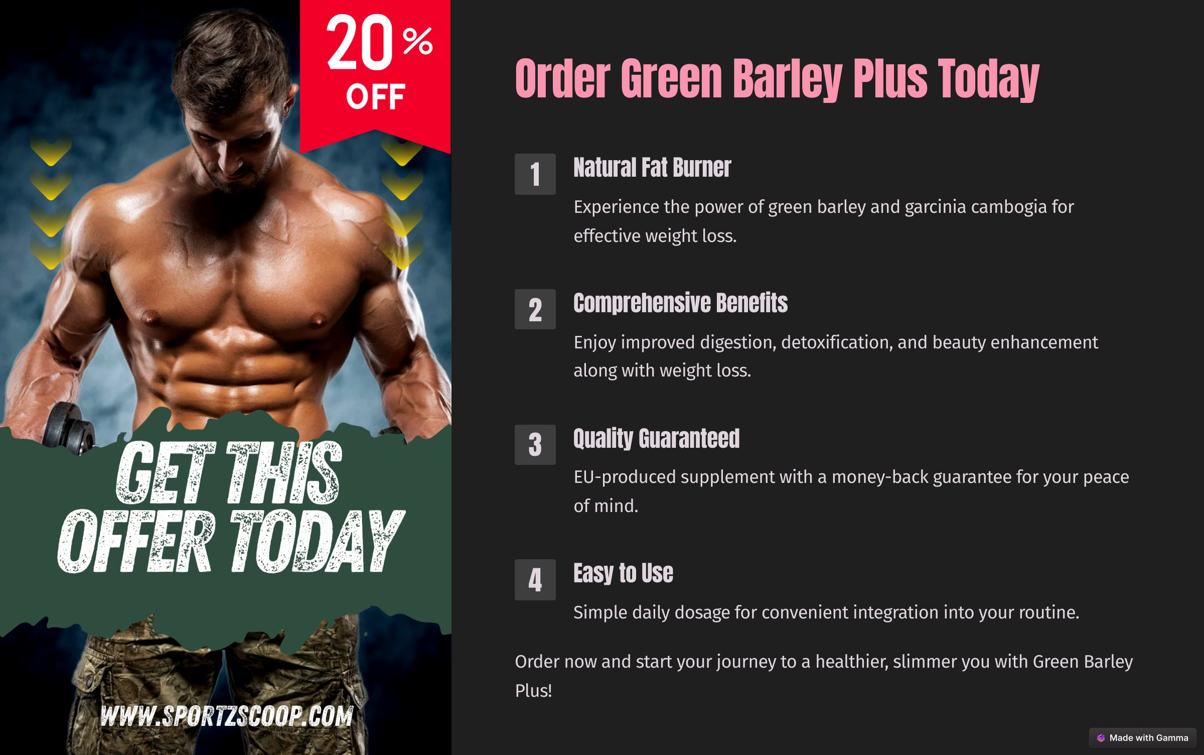 Green Barley Plus weight loss supplement