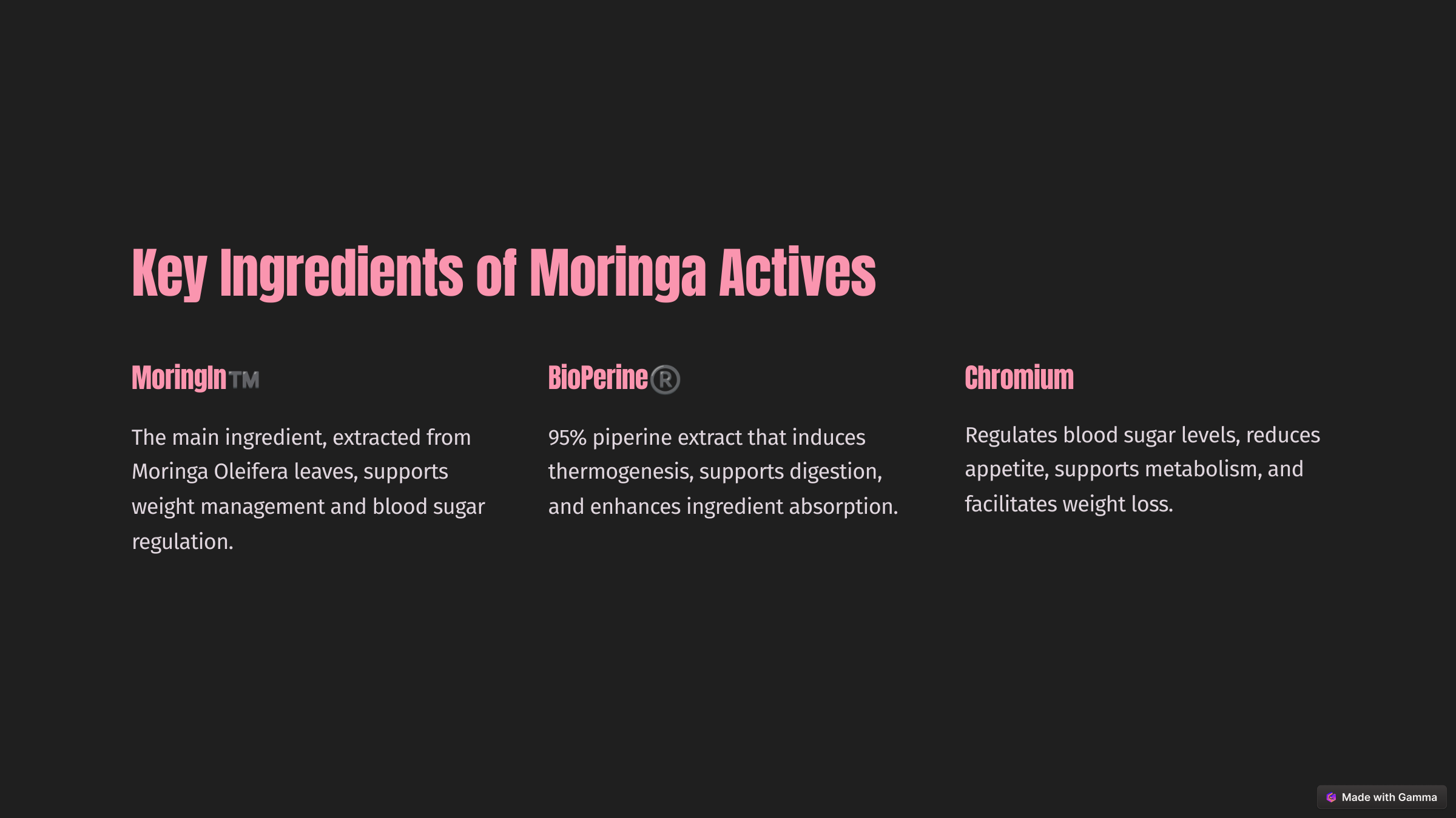 Moringa Actives weight loss suppliment