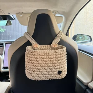 Boho Crochet Car Trash Bag Organizer